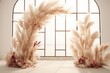 © XiaoYu - White Boho Room, Pampass Grass Digital Backgrounds, Floral Maternity Overlays, High Quality Backdrops