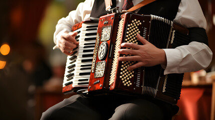 Wall Mural - A close-up of a traditional accordion, the heart of the festival's music Bavarian