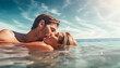 couple in the water, honeymoon photo