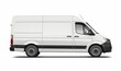 © Ambika - Clean blank white delivery van isolated, side view of plain car cargo carrier with large space for design, transportation logistics mockup background Ai generated, Generative AI