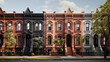 A row of brownstone building