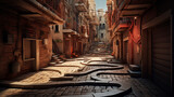 Fototapeta Fototapeta uliczki - A labyrinthine maze of narrow alleyways and winding streets