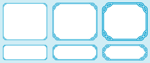 Wall Mural - vector long blue border frames horizontal background in luxury retro style. for laser cutting, logo 