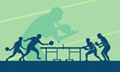 © Muhamad - Premium Illustration of table tennis or pingpong players playing together best for your digital graphic and print