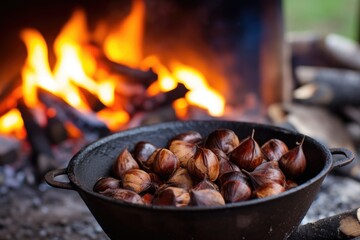 Wall Mural - midwinter roasted chestnuts on an open fire