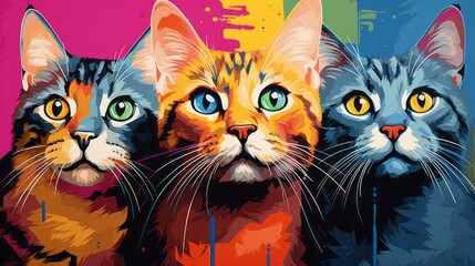 Naklejka na meble cats pop art ai generated