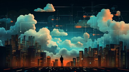 Aufkleber - Futuristic Cloud Computing Background