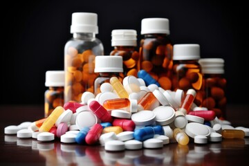 Poster - a pile of various prescription medicine bottles