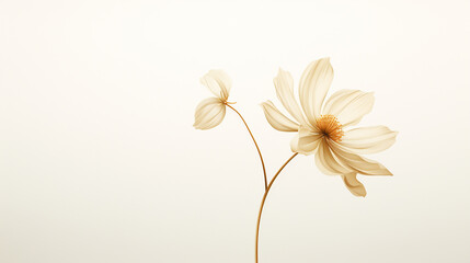 Wall Mural - beautiful double golden yellow flower with fully opened petals on a light background