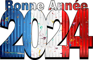 Happy New Year 2024 with France flag inside - Illustration,
2024 HAPPY NEW YEAR NUMERALS