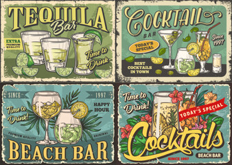Wall Mural - Alcoholic booze colorful set flyers