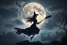 Witch In Flight - Halloween Sorcery