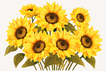 Wall Mural - sunflowers vector flat minimalistic isolated vector style illustration