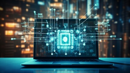 Poster - A computer screen with robotic process automation software 