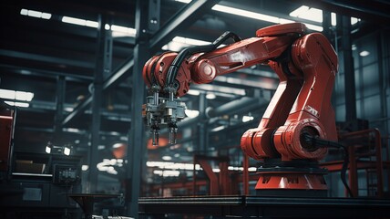 Aufkleber - An industrial robot arm in a manufacturing setting