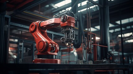 Aufkleber - An industrial robot arm in a manufacturing setting