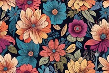 Seamless Floral Pattern With Bright Flowers Seamless Floral Pattern With Bright Flowers Colorful Floral Seamless Pattern