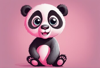 Sticker - cute panda on a background of the pink and pink color, vector illustration. cute panda on a background of the pink and pink color, vector illustration. panda in the zoo