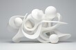 © Hanna - White abstract 3D figures, volumetric geometric compositions, podiums on a white, neutral background