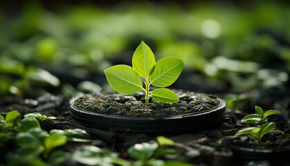 a plant and a wreath with green leaves growing symbols eco friendly climate created by ai