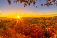 Sunrise Over The Amphitheater Hoodoos In Bryce Canyon National Park, Utah, USA
