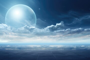 Wall Mural - a view of the sky with a moon in the distance. can be used as a background or for celestial-themed d