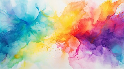 Fototapete - Vibrant Abstract Watercolor Paint Background, Colorful Splatters