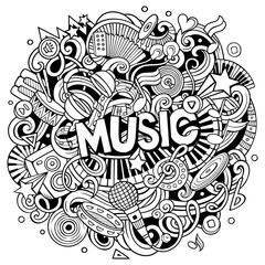 Wall Mural - Music vector doodles illustration. Musical design