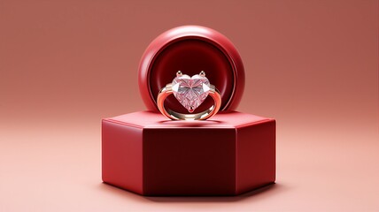 Poster - Heart-Shaped Jewelry Box with Diamond Ring 