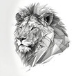 Geometric colorless lion. Generative AI