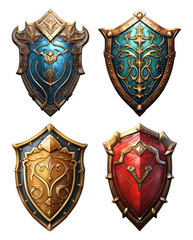 Wall Mural - Fantasy Shield Set Isolated on Transparent Background
