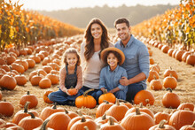 A Family At A Pumpkin Patch