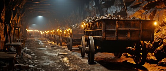 Mining equipment in a tunnel.