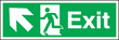 Exit emergency escape routes running man door arrow direction up left signs.