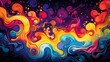 Vibrant Colors and Shapes of a Psychedelic Liquid Background