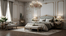 Classic Bedroom Interior With Antique And Luxurious Furniture