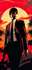 Wall Mural - Guy in a suit for iphone made with Ai generative technology, person is fictional