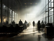 © Who is Danny - Silhouette of business people in the office with fog and light. Generative AI