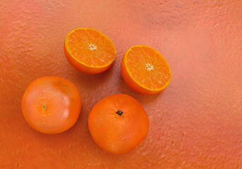 fruit oranges on a orange skin