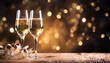 glasses of champagne on new year or christmas background
