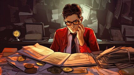 Fototapete - An image of a financial manager overseeing budgeting and financial planning for a business or organization