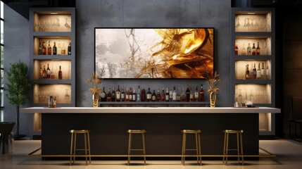 luxury fancy bar with modern art on the walls