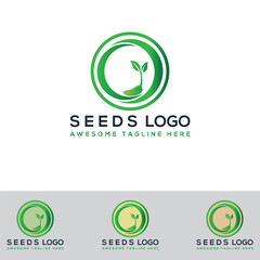 Wall Mural - Seeds logo design agriculture field plant and concept