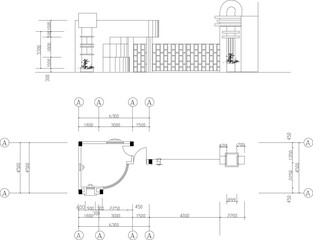 Vector sketch illustration of luxury fence gate architectural design