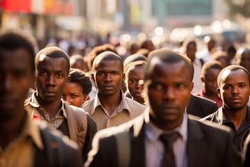 Poster - Crowd of African people walking street