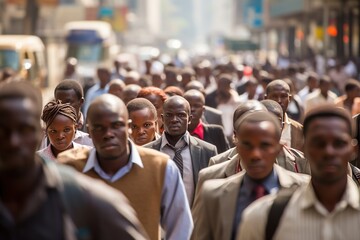 Poster - Crowd of African people walking street