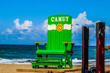 Visitor Chair At The Beach In Town Of Camuy In Puerto Rico