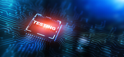 Testing Business Process. Abstract design of illustrations with the inscription Testing