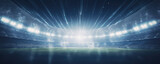Fototapeta Sport - Sport football stadium ar arena in night with green grass, vivid spotlights ,
