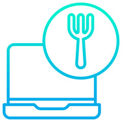 Wall Mural - Outline gradient Laptop Food icon